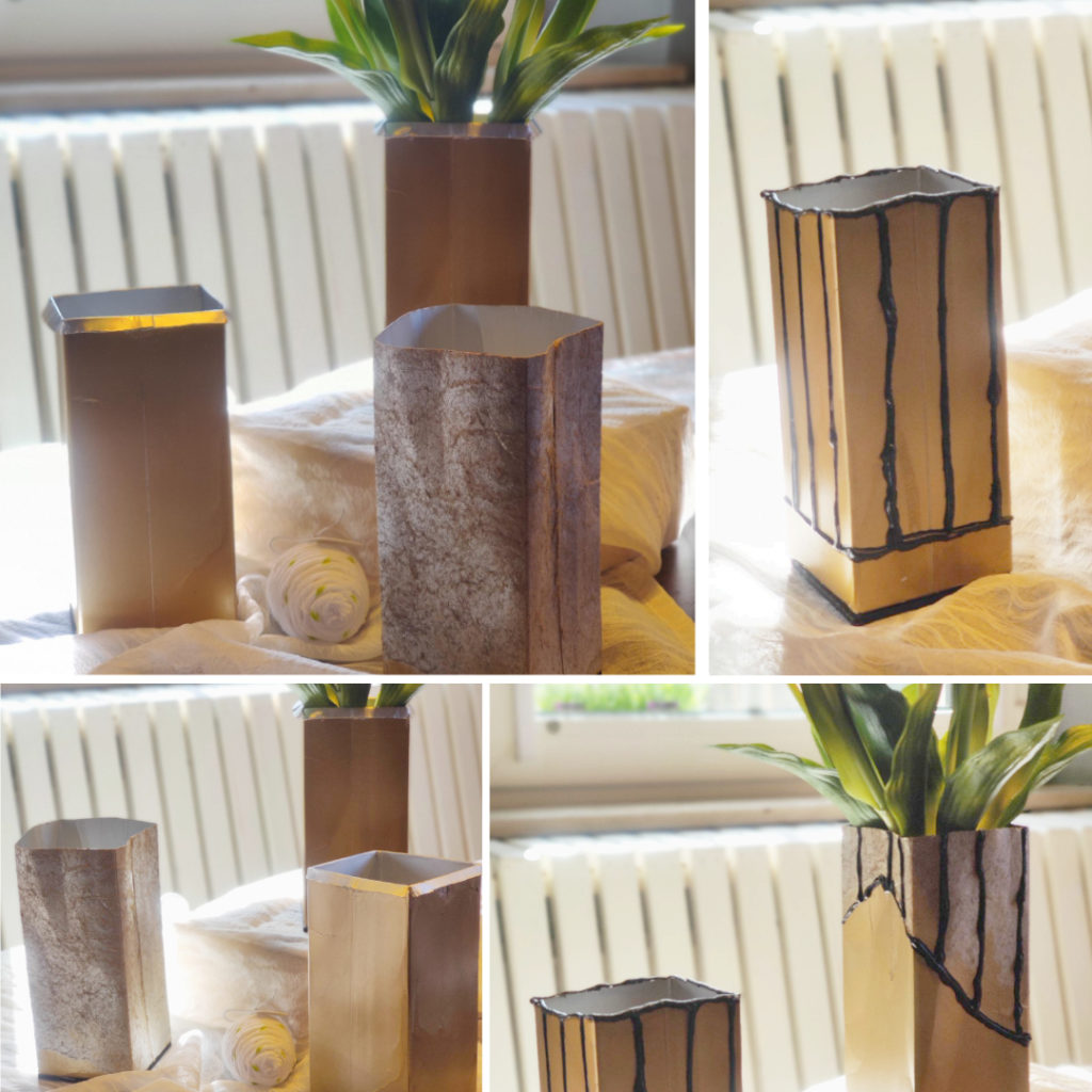 Blumenvasen aus geretteten Tetrapacks